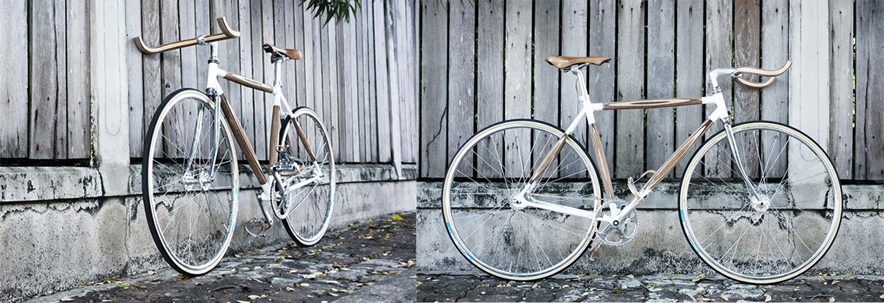 Cykel med ram och styre i plywood