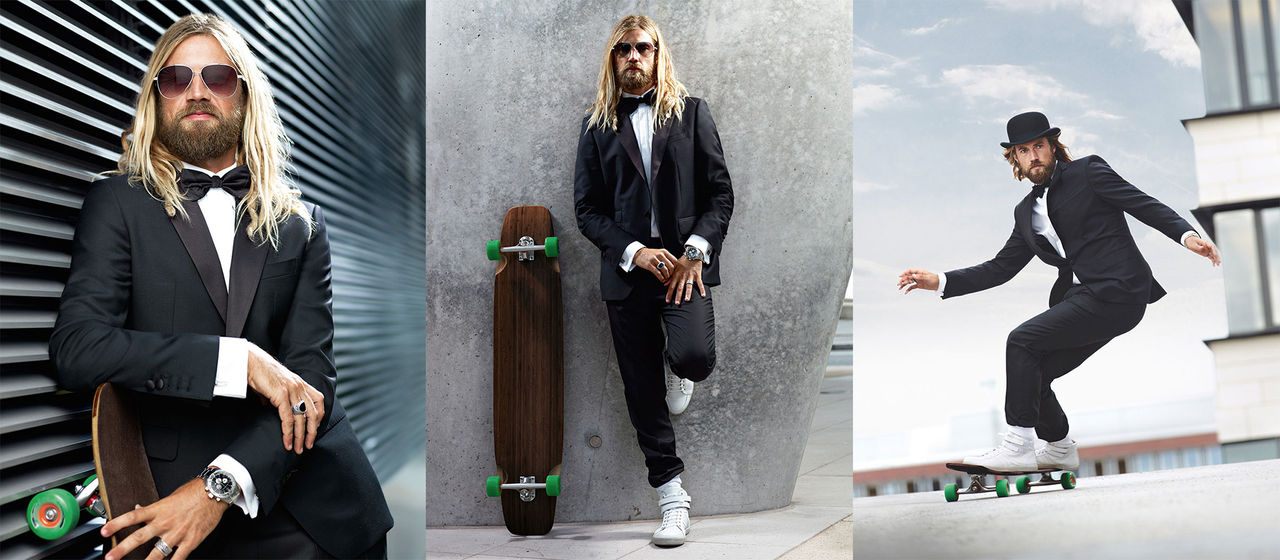 I hög hatt med bräda