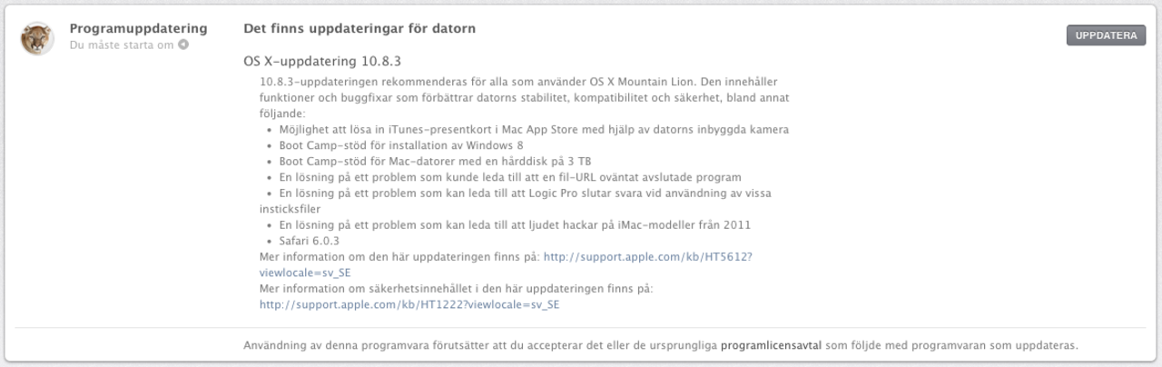 OS X 10.8.3 släppt