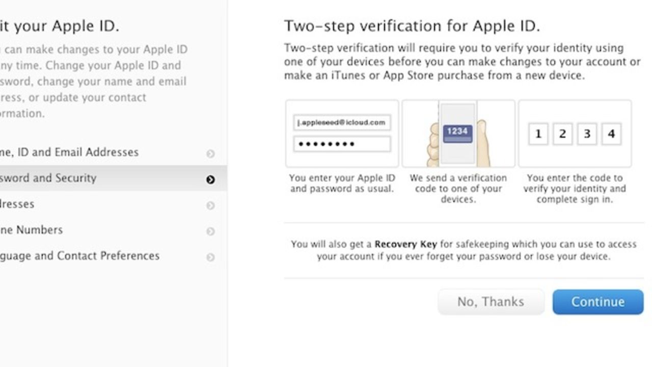 Apple erbjuder tvåstegsverifiering för Apple ID