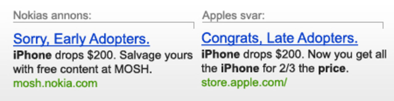 Nokia och Apple i annonsfajt