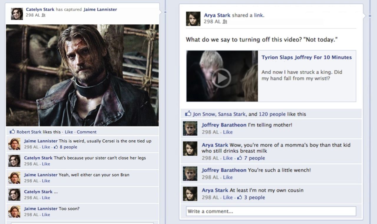 Game of Thrones-karaktärer på Facebook