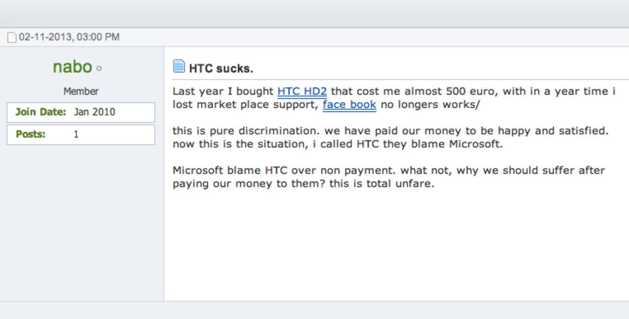 Samsung pratade ned HTC på forum