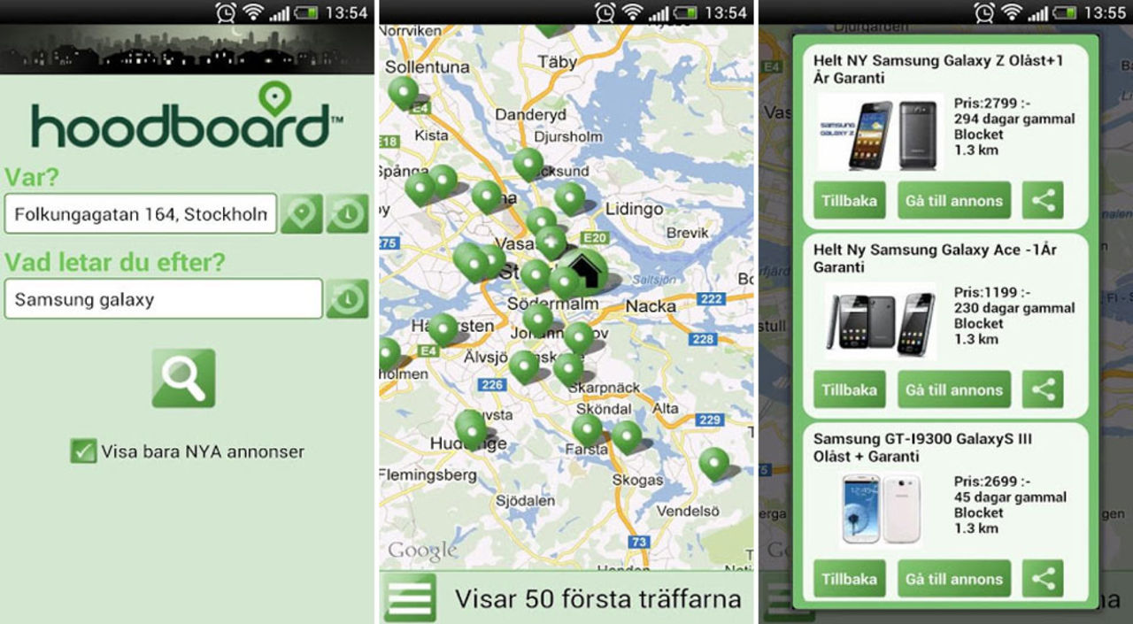 Hoodboard hittar annonser i din närhet