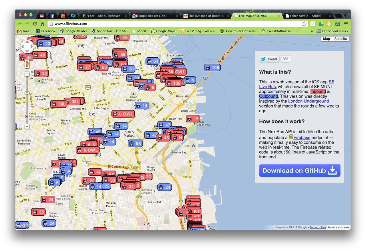 San Franciscos bussar i realtid