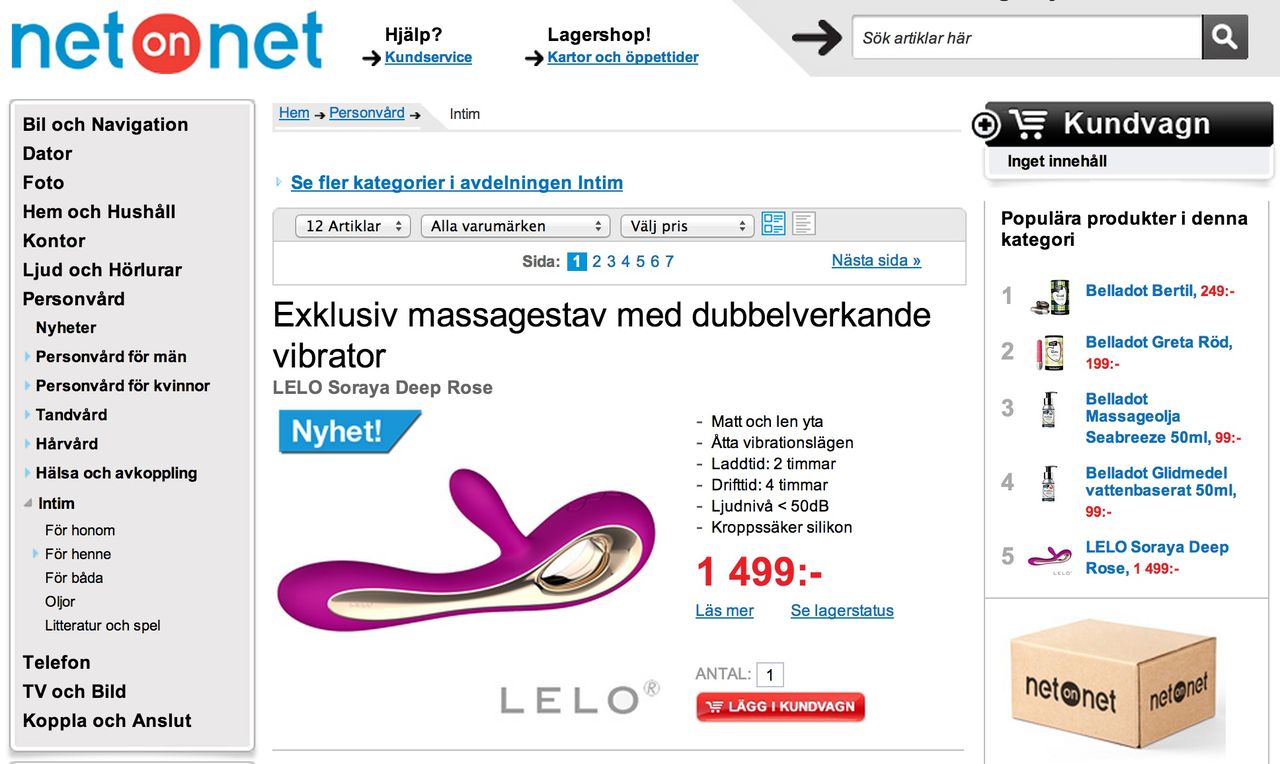 Sexprodukter på NetOnNet