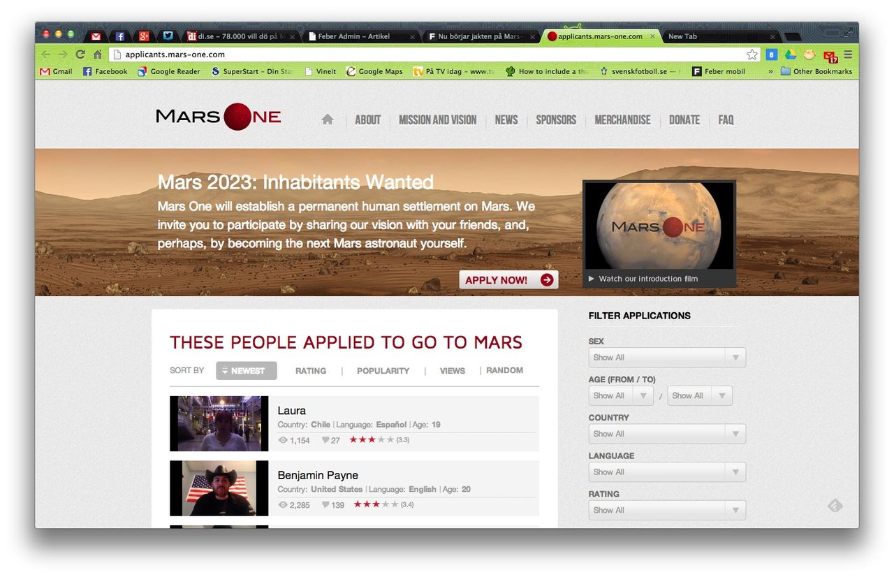 78 000 har ansökt om att få åka till Mars