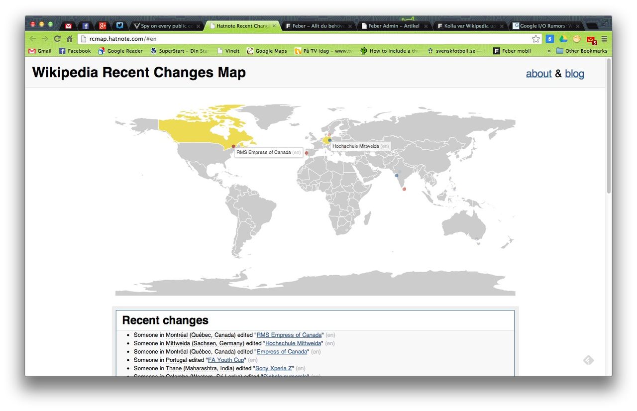 Kolla in Wikipedia-uppdateringar i realtid