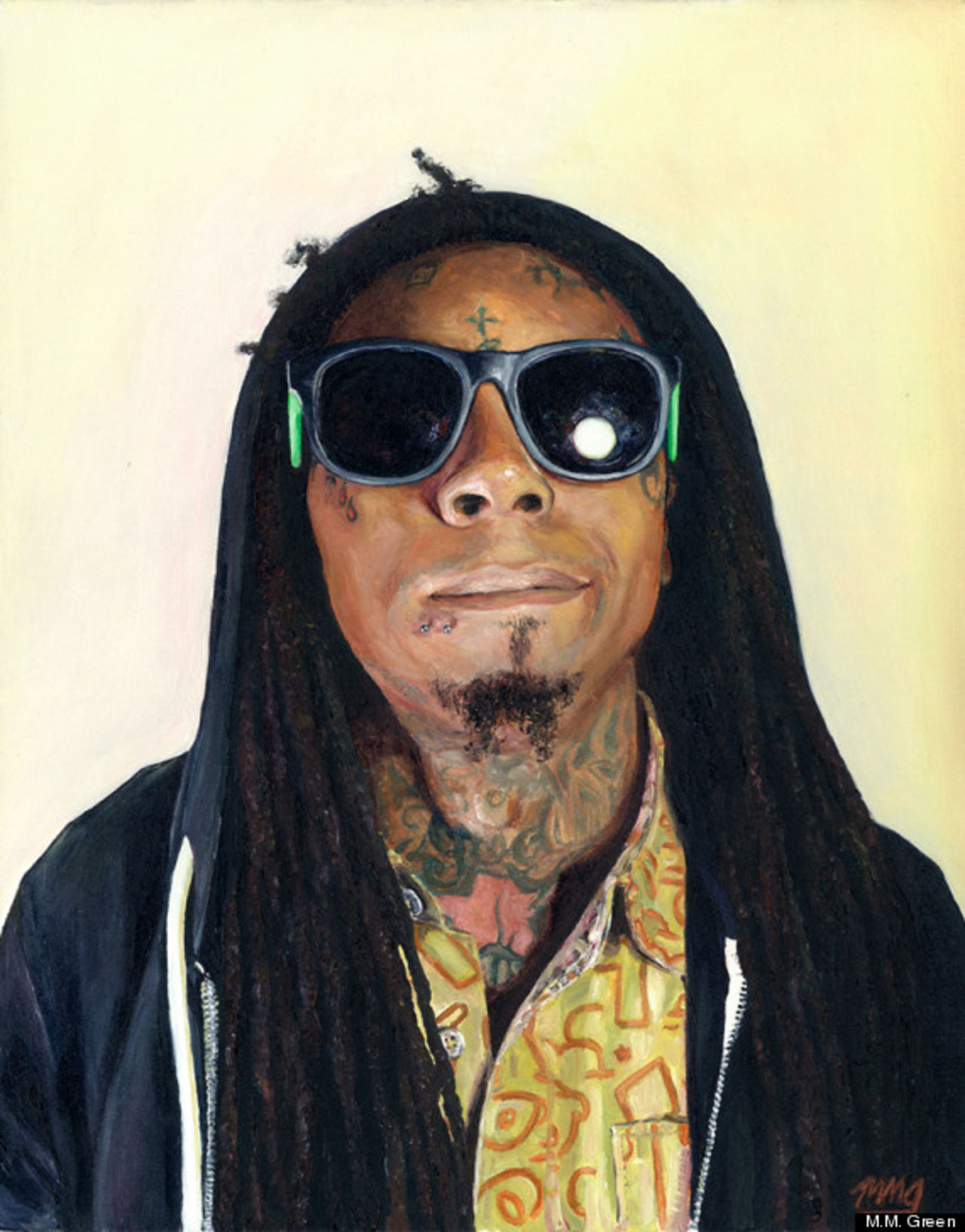 Porträtt av Lil Wayne i konstprojekt