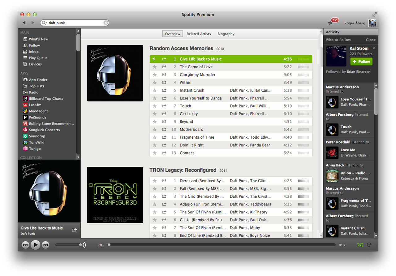 Nu finns Daft Punk-plattan på Spotify