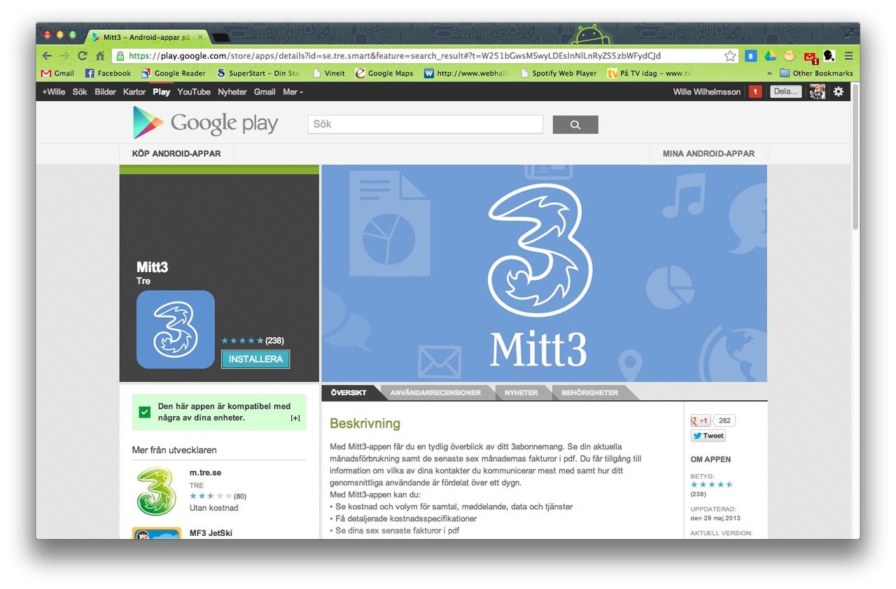 Betala Android-appar via fakturan med 3