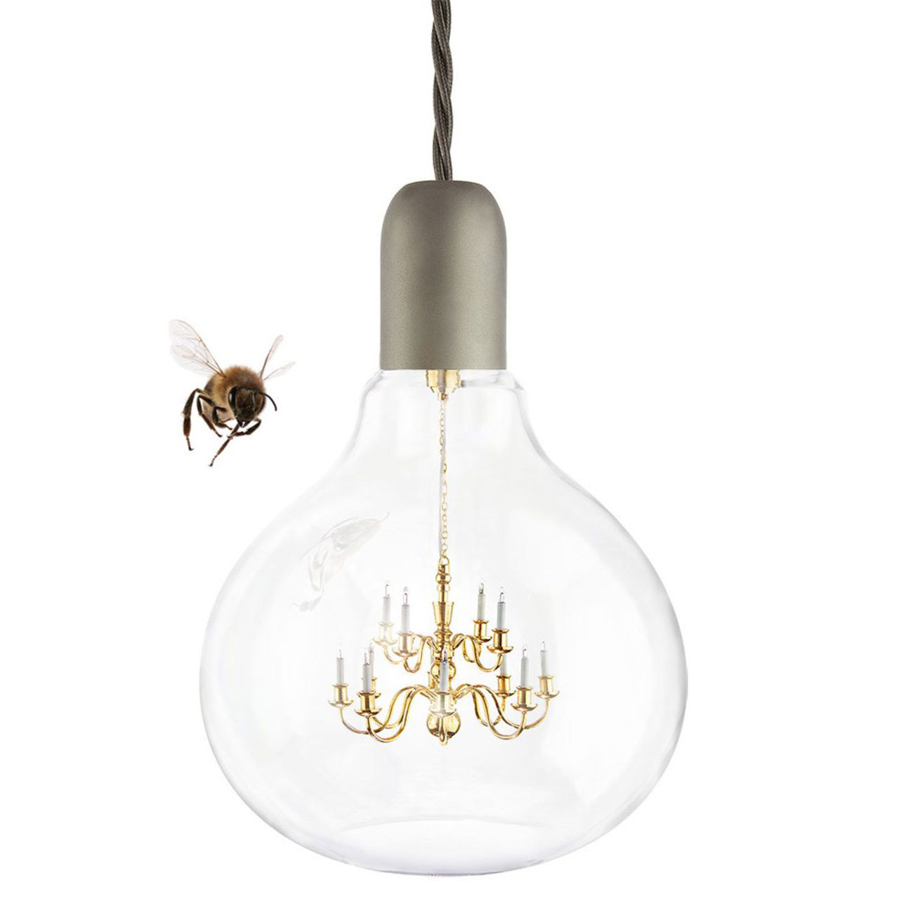 Glödlampa med kristallkrona i sig