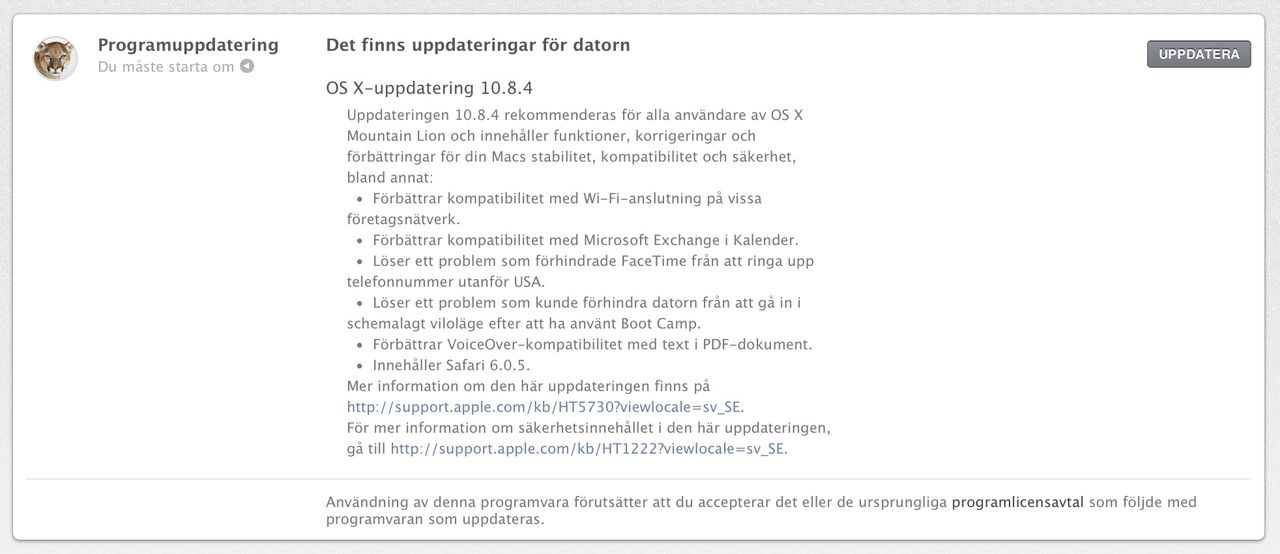 Mountain Lion uppdateras