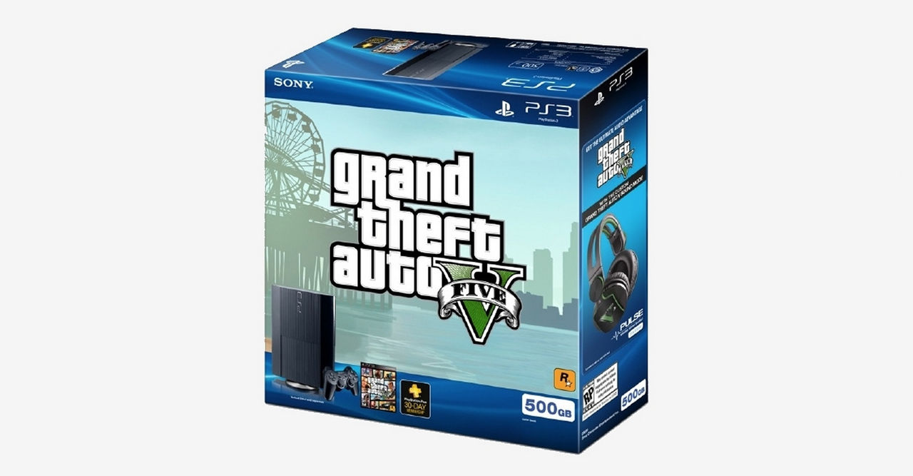 En PlayStation 3 med Grand Theft Auto V på gång