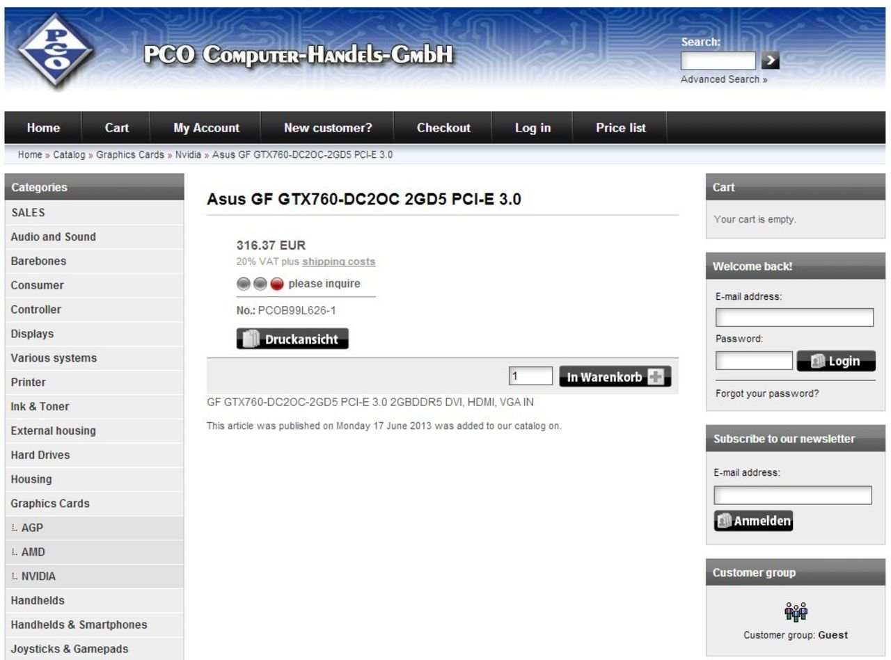 Asus GeForce GTX 760 DirectCU II dyker upp i onlinebutik