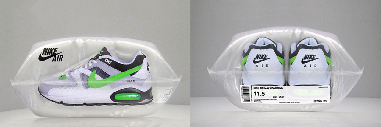 Skor i uppblåst förpackning