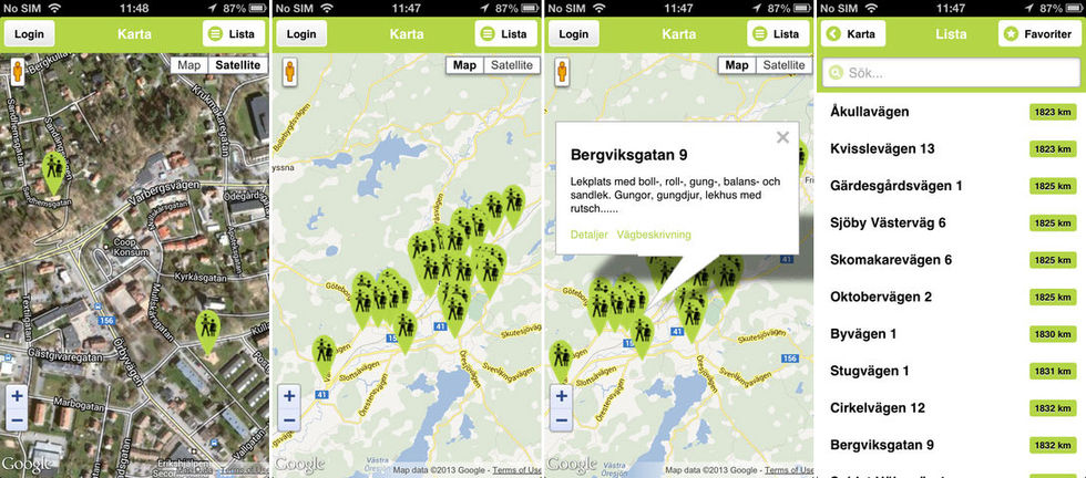 Hitta Sveriges lekplatser med appen Lekplatsen