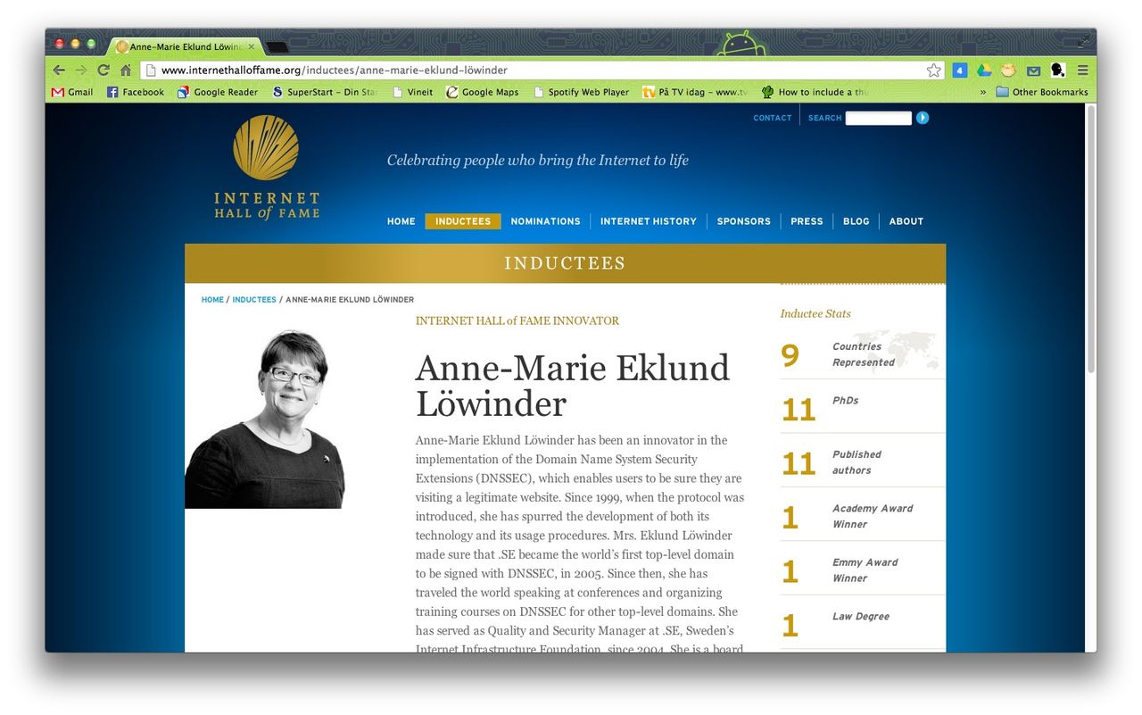Första svensk invald i Internet Hall of Fame