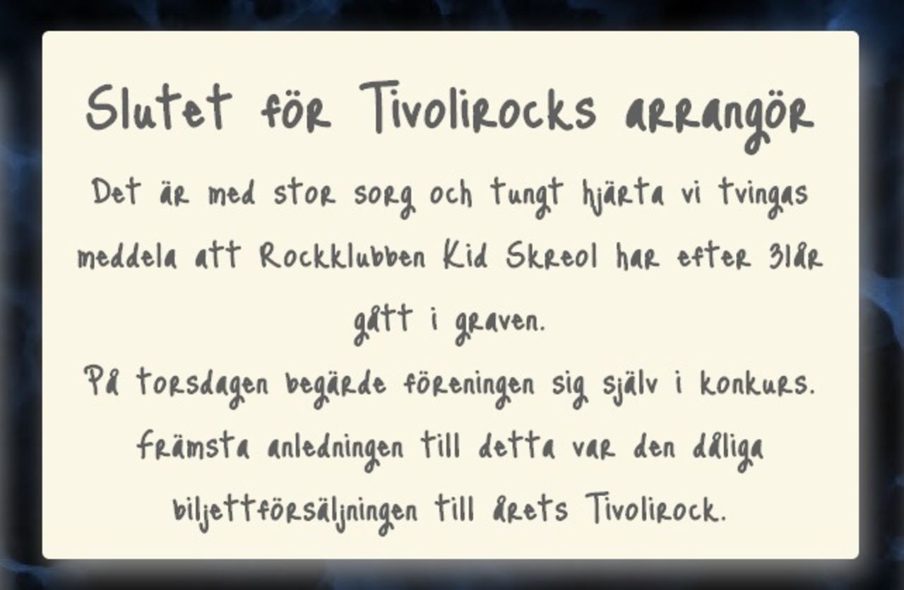 Tivolirock i konkurs