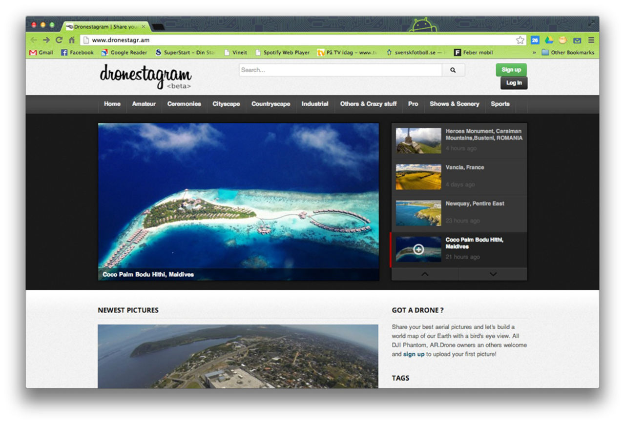Kolla in bilder från drönare på Dronestagram