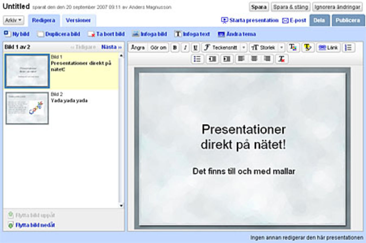 Google Presentation under luppen