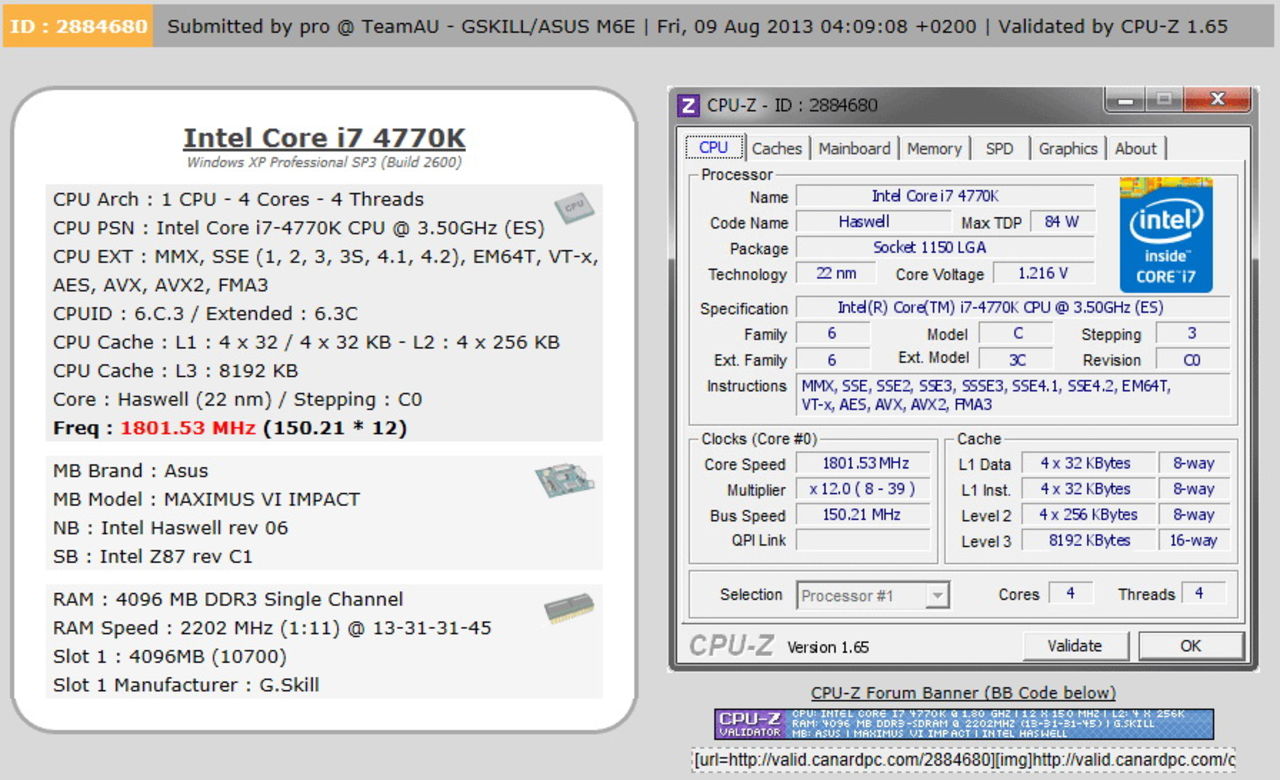 TridentX DDR3 3.0GHz överklockas till 4,4 GHz