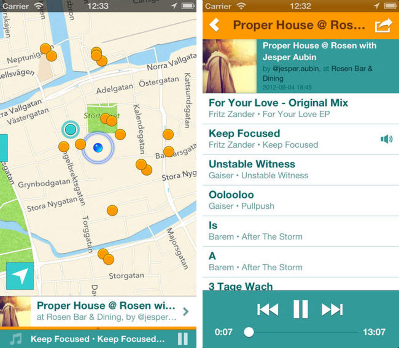 Upptäck musik i din närhet med Tunaspot
