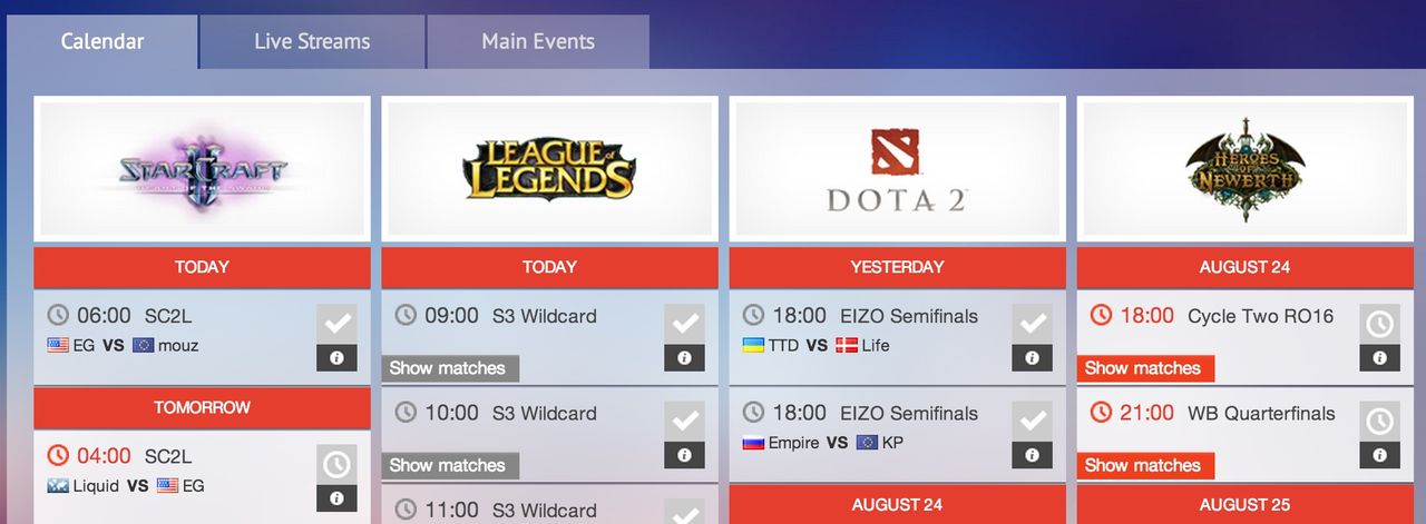 Grym esport-kalender