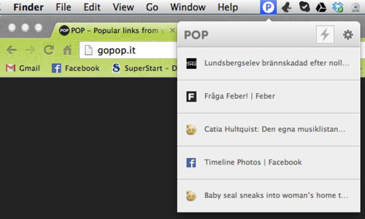 Se vilka länkar dina vänner delar på Twitter med Pop