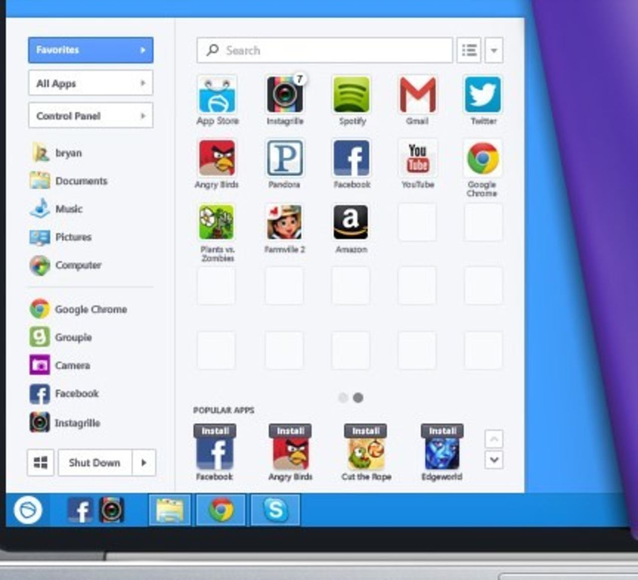 Lenovo inkluderar mjukvara som emulerar startmenyn