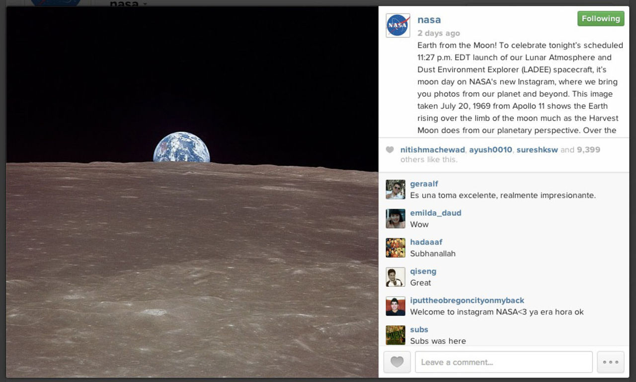 Nu finns NASA på Instagram