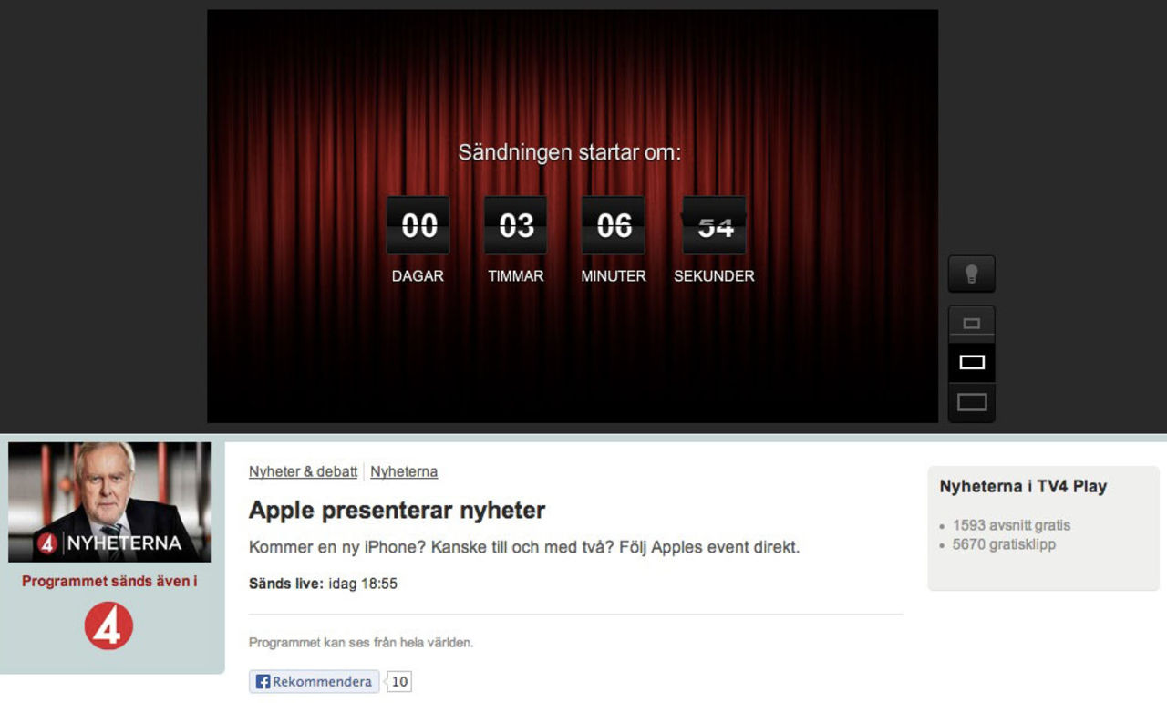 TV4 sänder (inte) Apples Keynote live *uppdaterat*