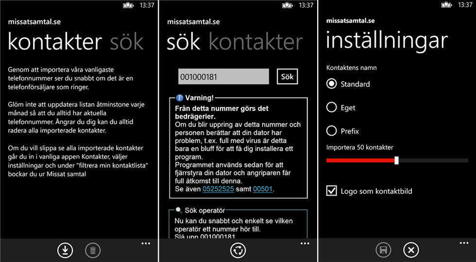 Missat Samtal lanserat till Windows Phone