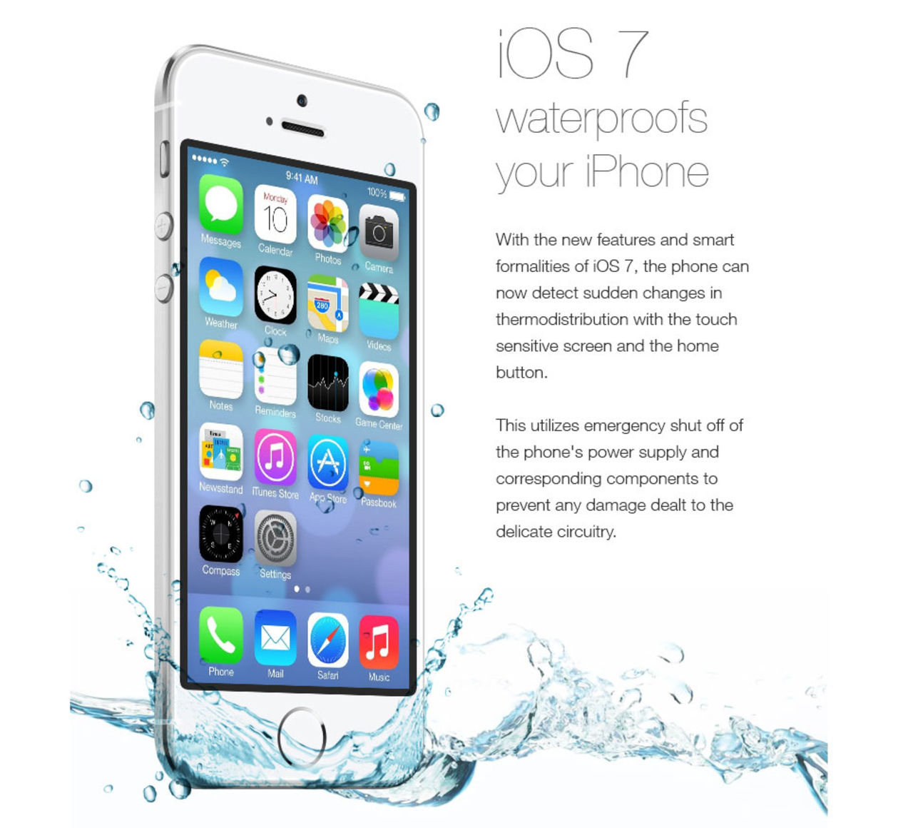 Falska iOS 7-annonser sa att telefonen var vattentät