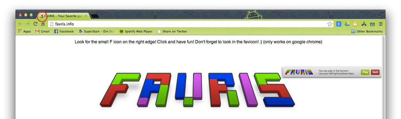 Favris - spela Tetris i faviconen. Roligt Google Chrome-experiment. | Feber  / Webb