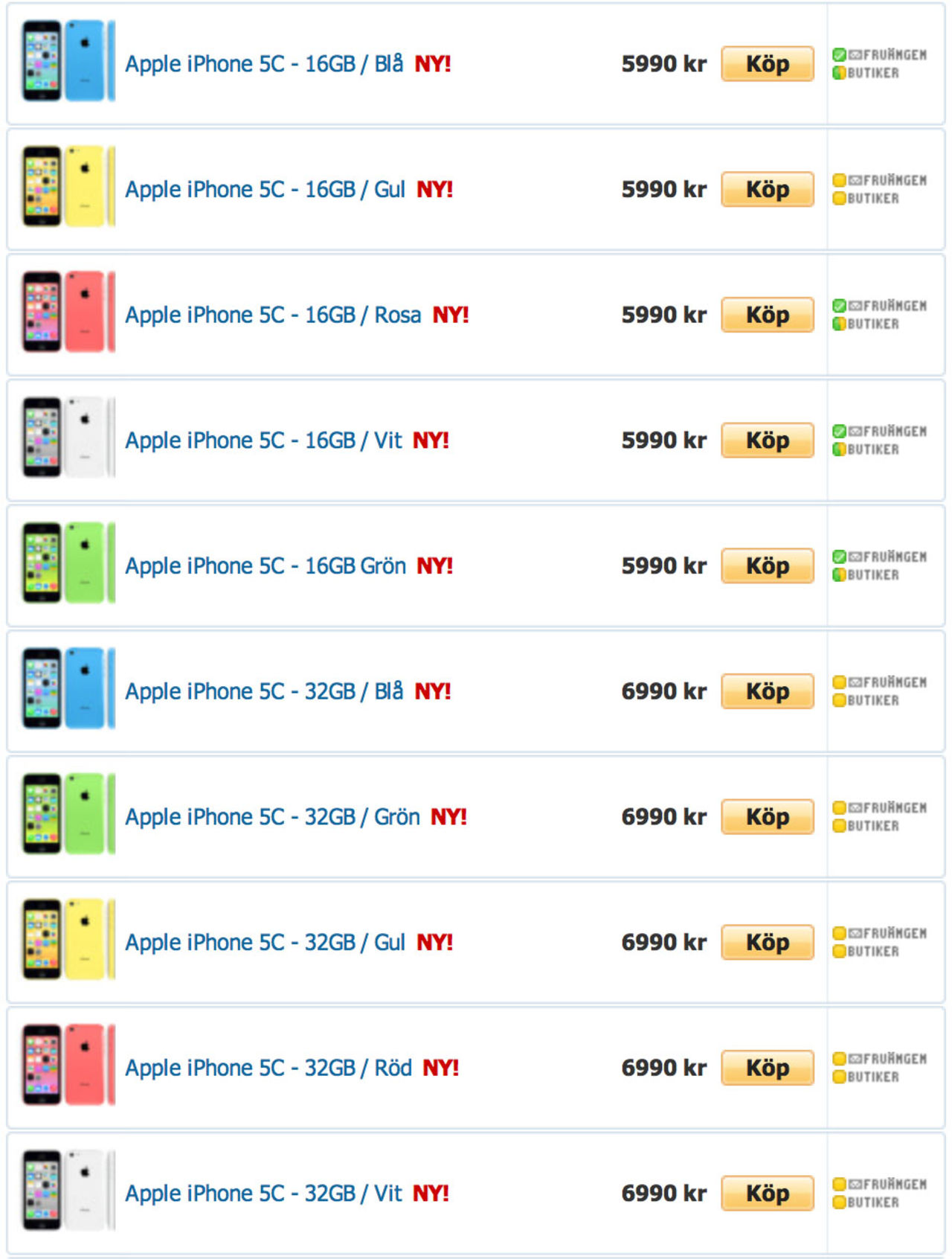 Köp iPhone 5C i Sverige redan idag