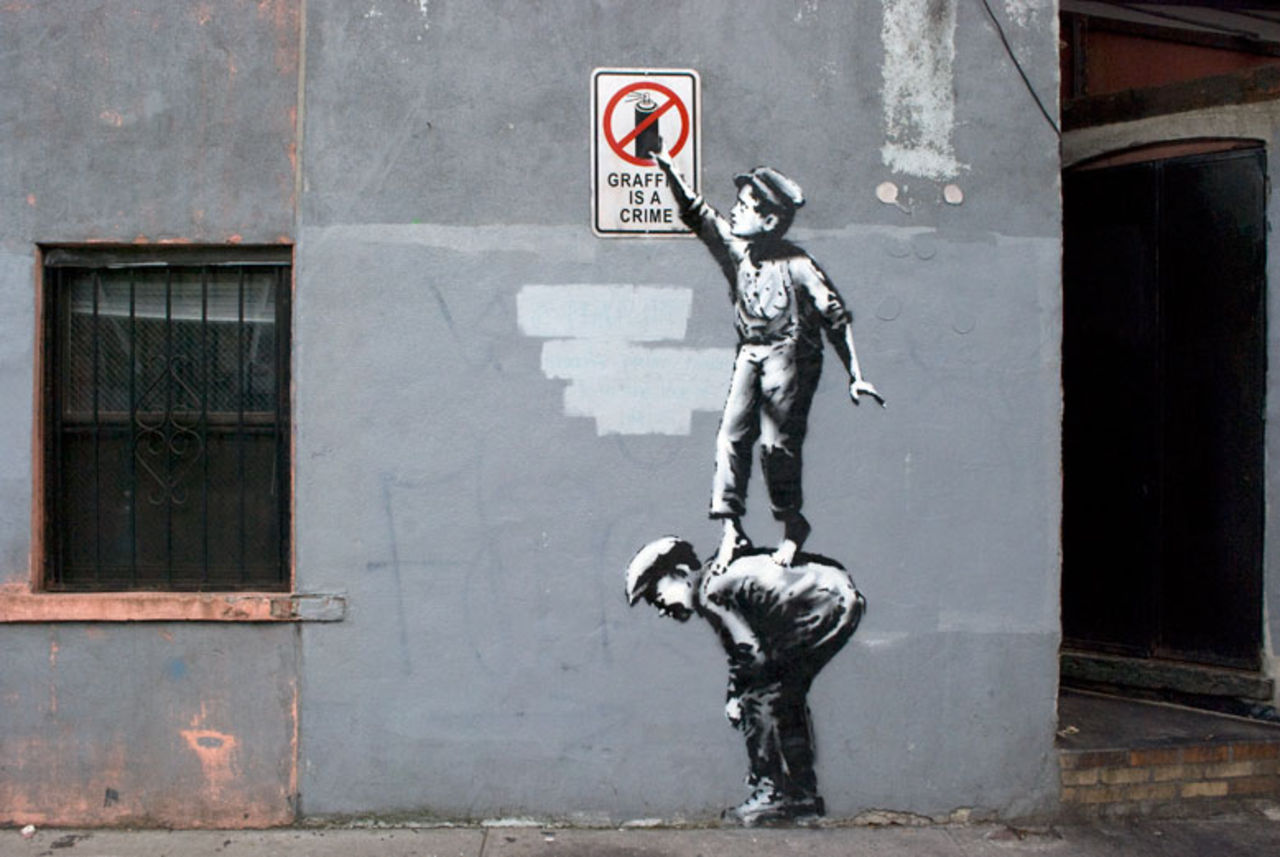 Banksy guidar till sin konst i New York