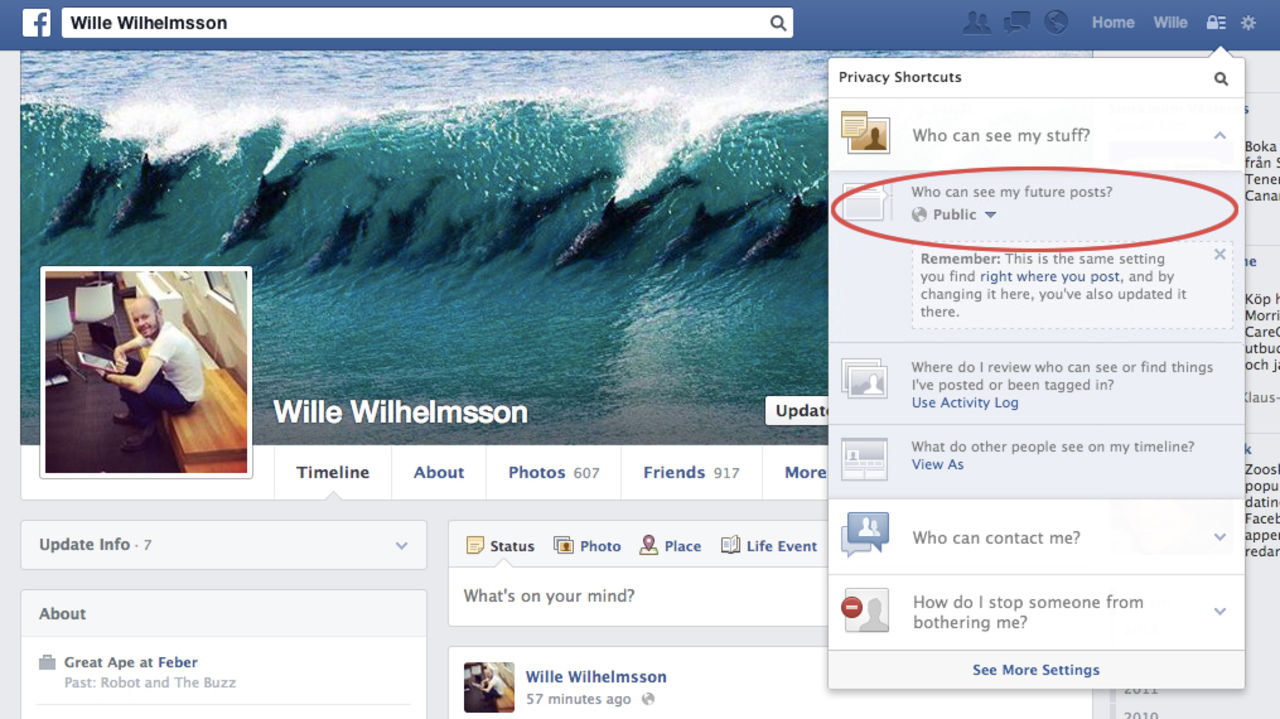 Allas Facebook-inlägg numera publika