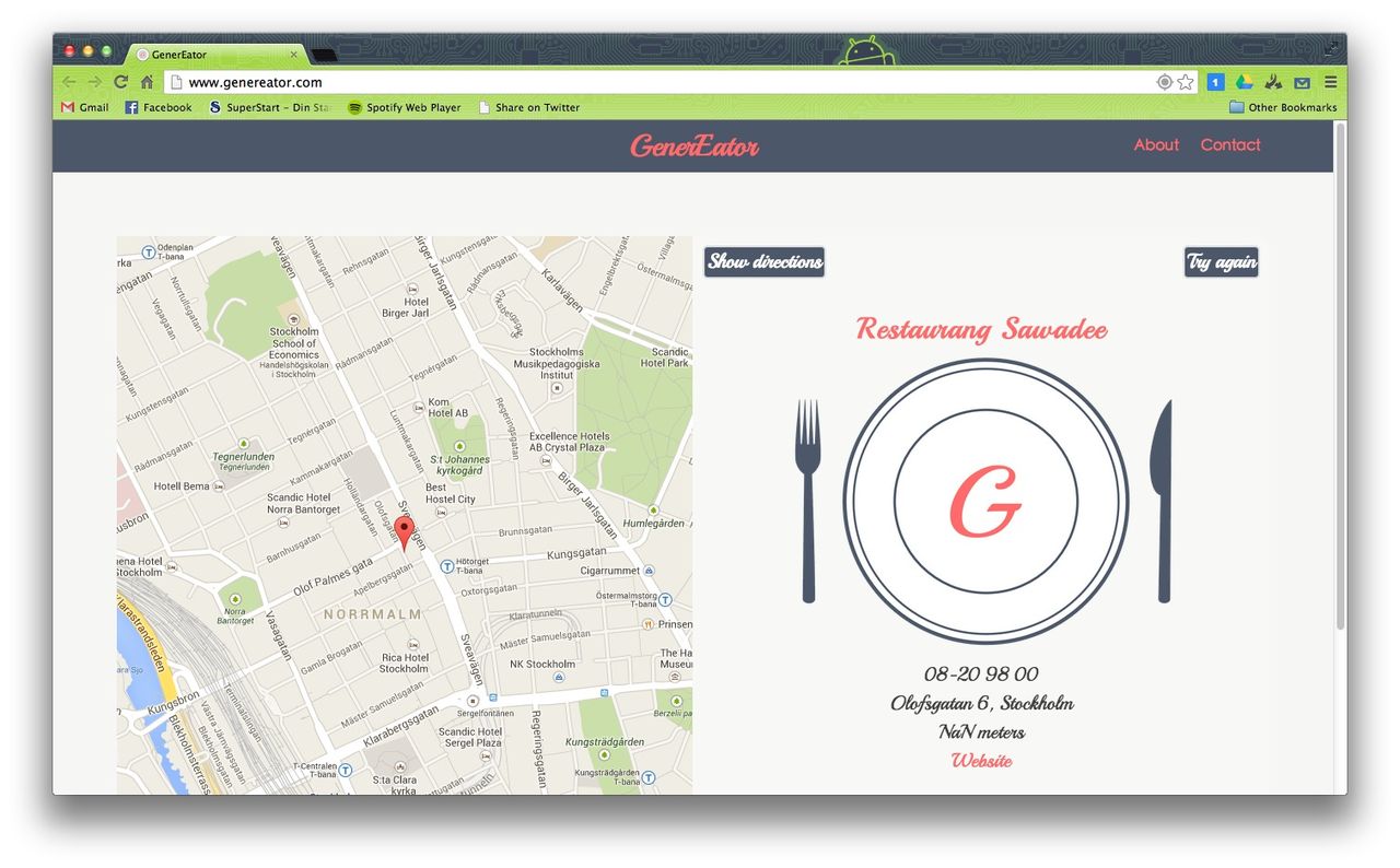 Hitta lunch-ställe med GenerEator