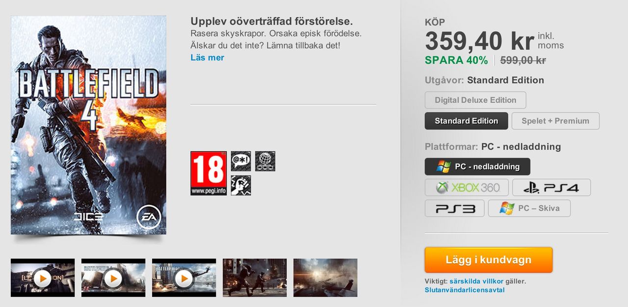 Battlefield 4-rea på Origin