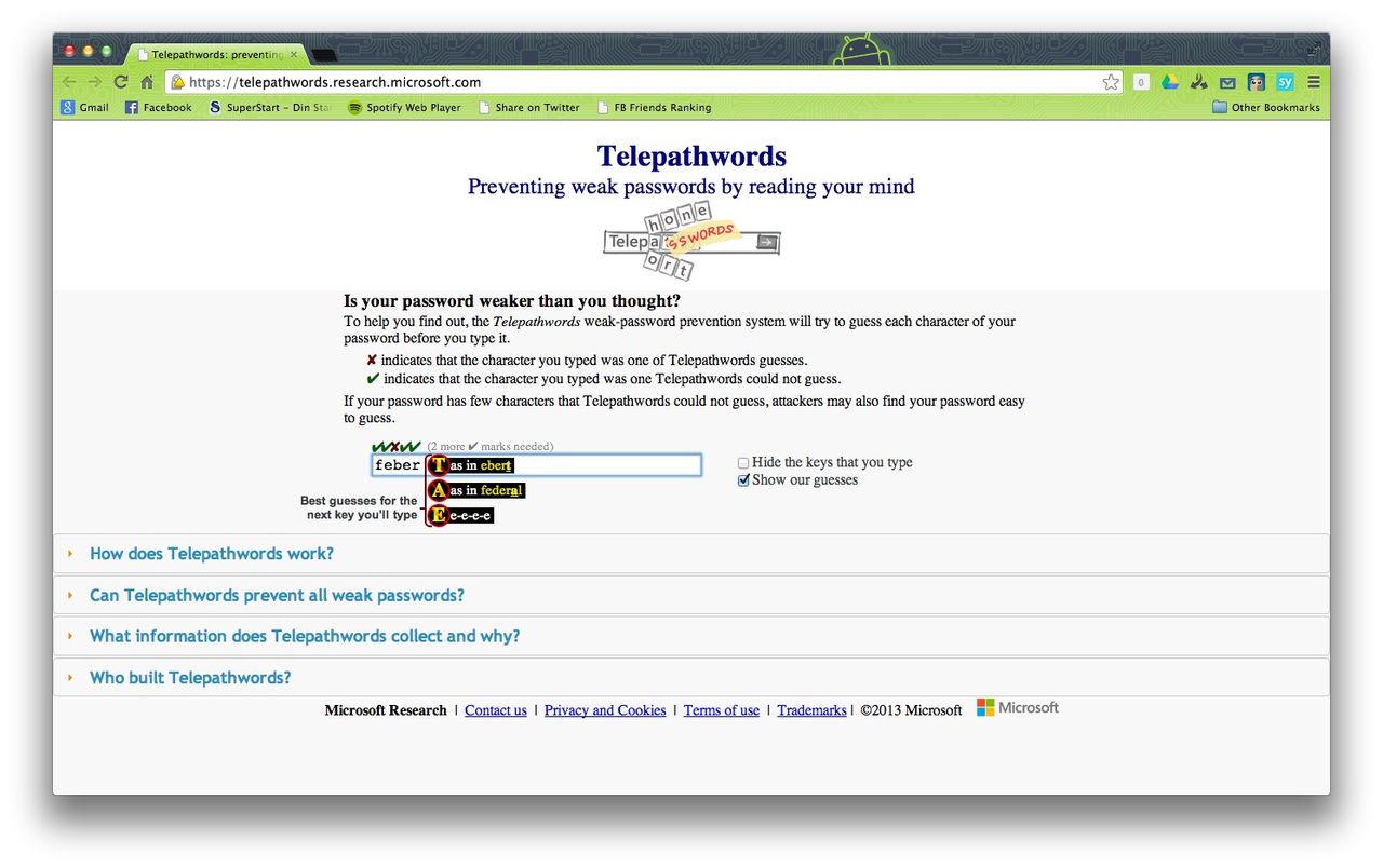 Telepathwords - tjänst som gissar ditt lösenord