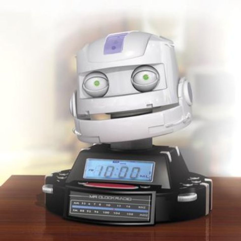 Mr. Clock Radio väckarklocka med robothuvud. När du vill vakna upp