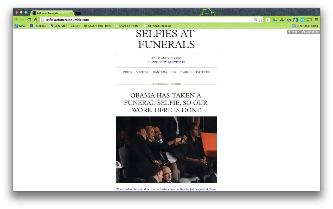 Selfies at funerals igen
