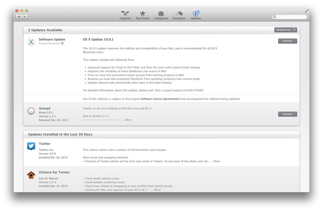 Apple släpper 10.9.1