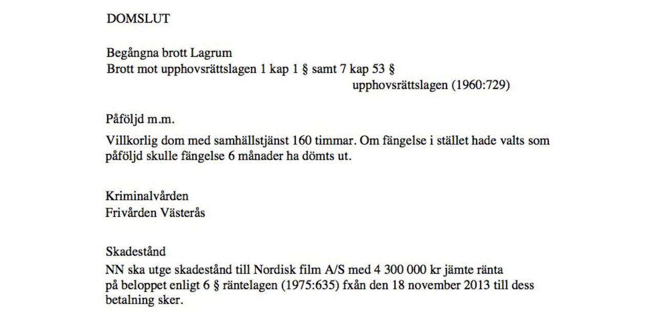 Svensk fildelare döms att betala 4,3 miljoner kronor