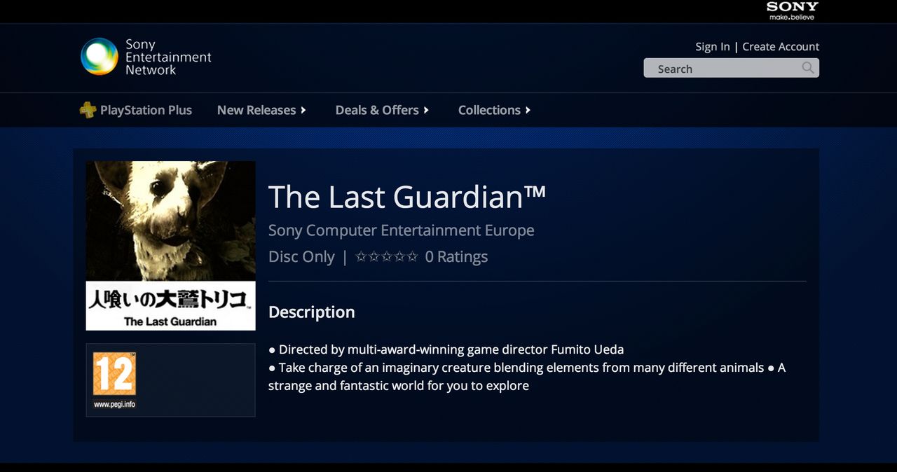 Sony får upp The Last Guardian-sida
