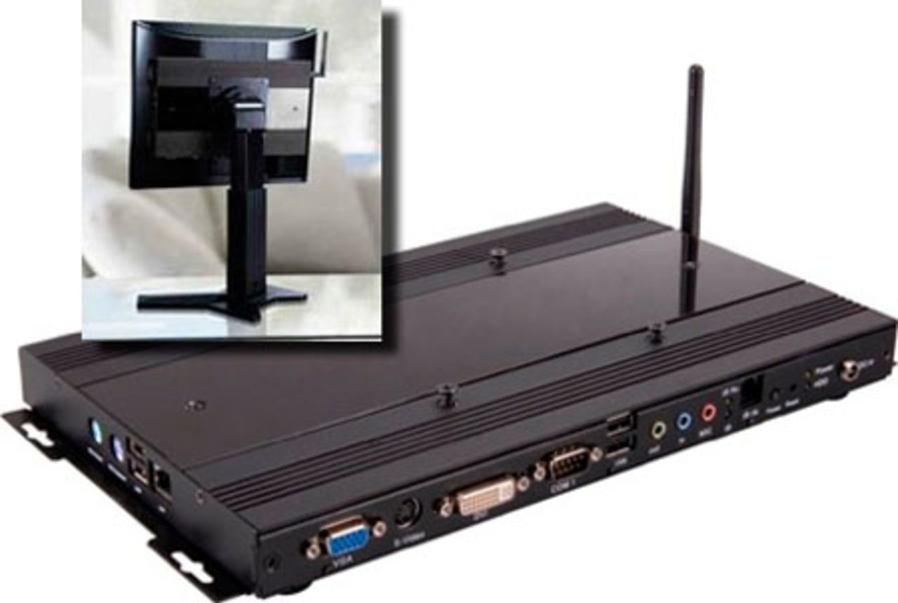 Häng datorn bakom skärmen