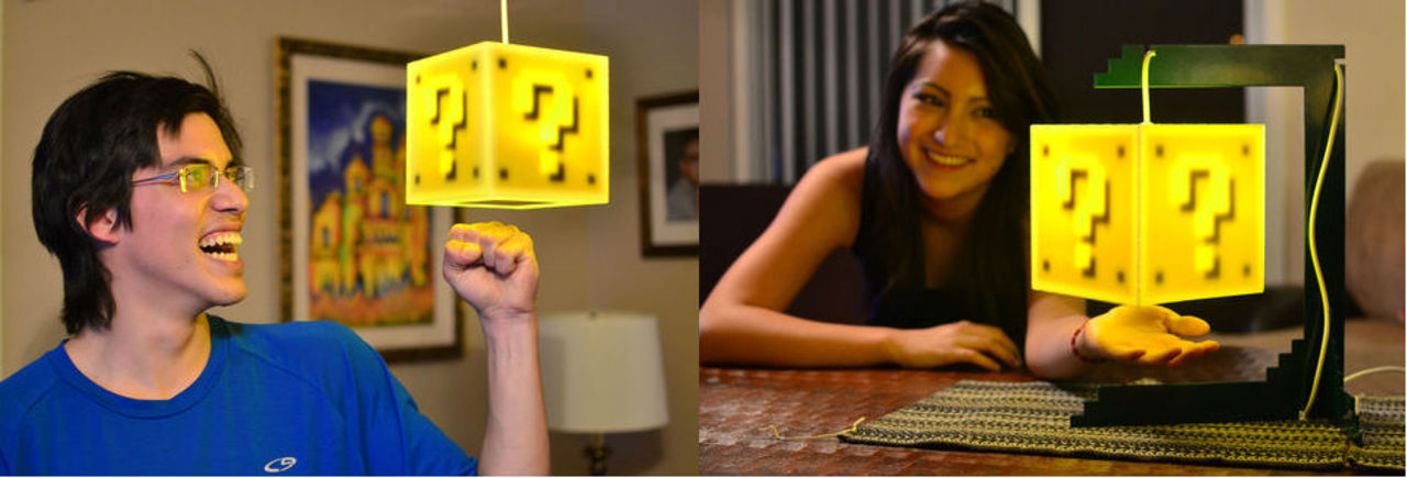 En lampa i form av ett frågeteckenblock