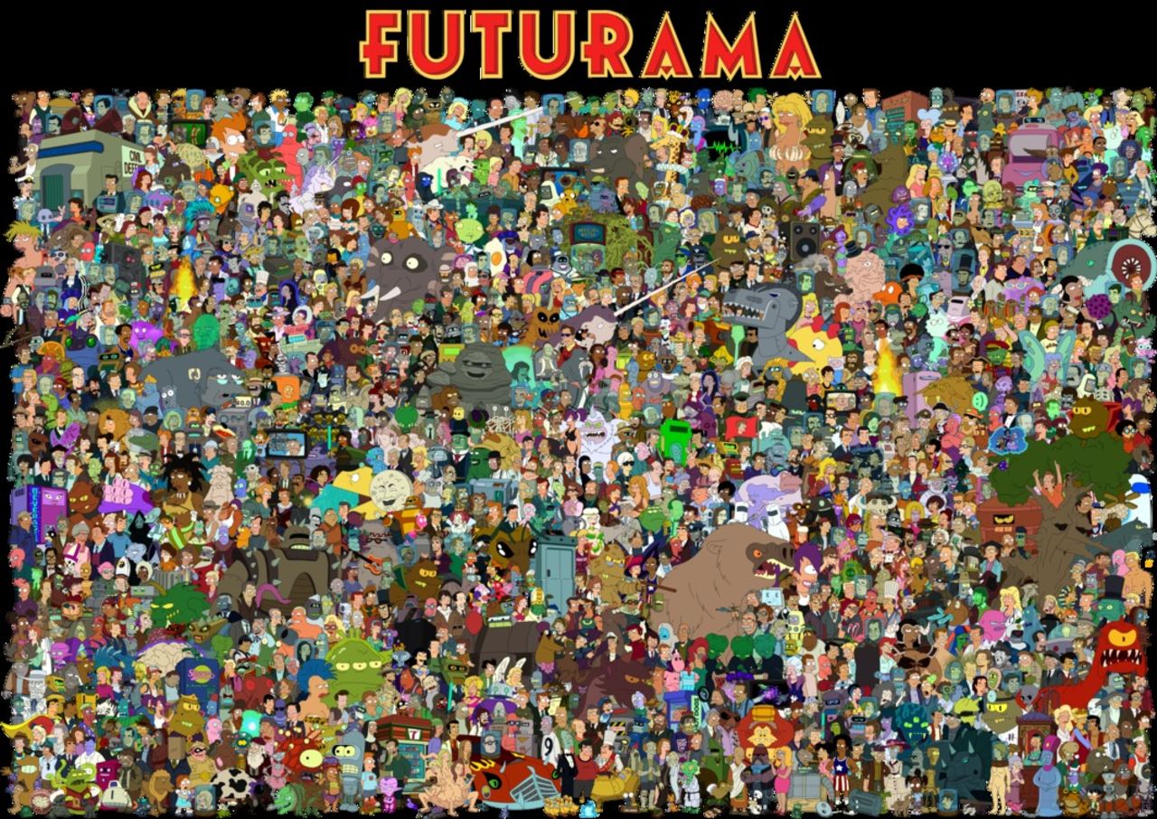 Samtliga Futurama-karaktärer på en bild