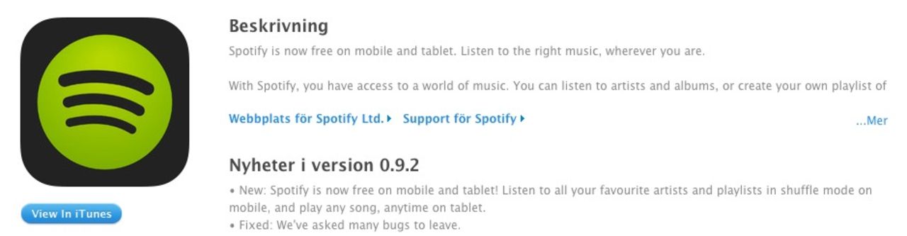 Spotifys gratislösning finns nu för iPhone 
